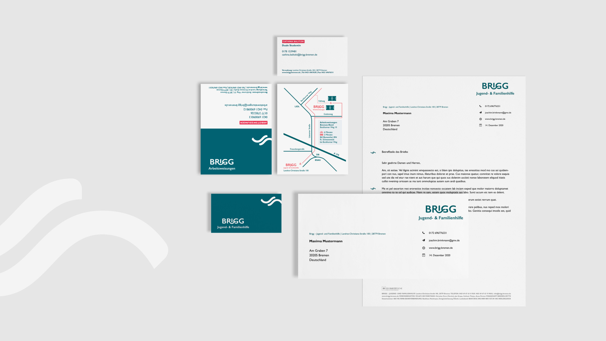 Collage von Corporate Design Arbeiten unserer Werbeagentur für unseren Kunden BRIGG