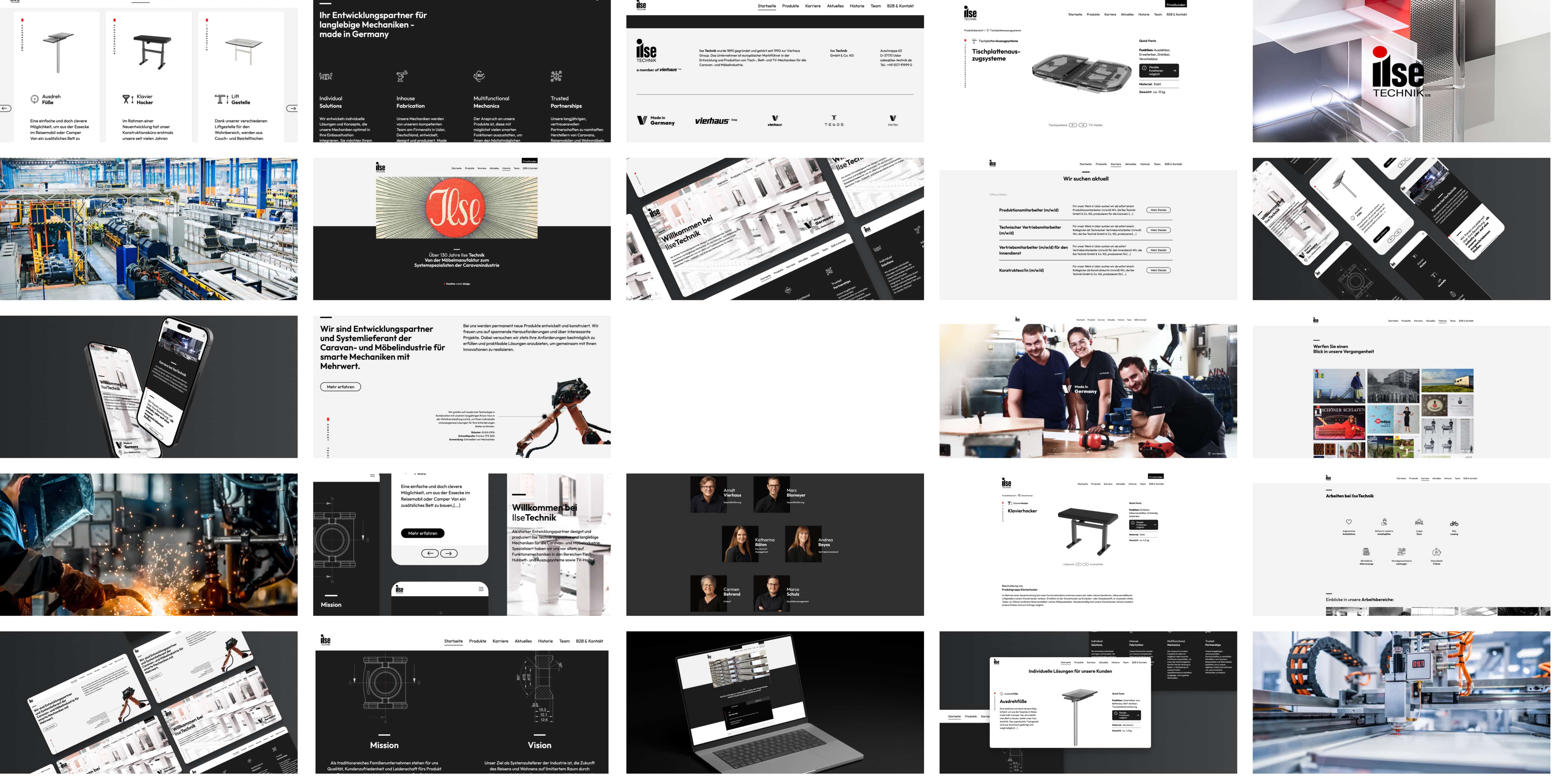 Collage von diversen Webdesign und UI / UX Screens aus unserer Agentur
