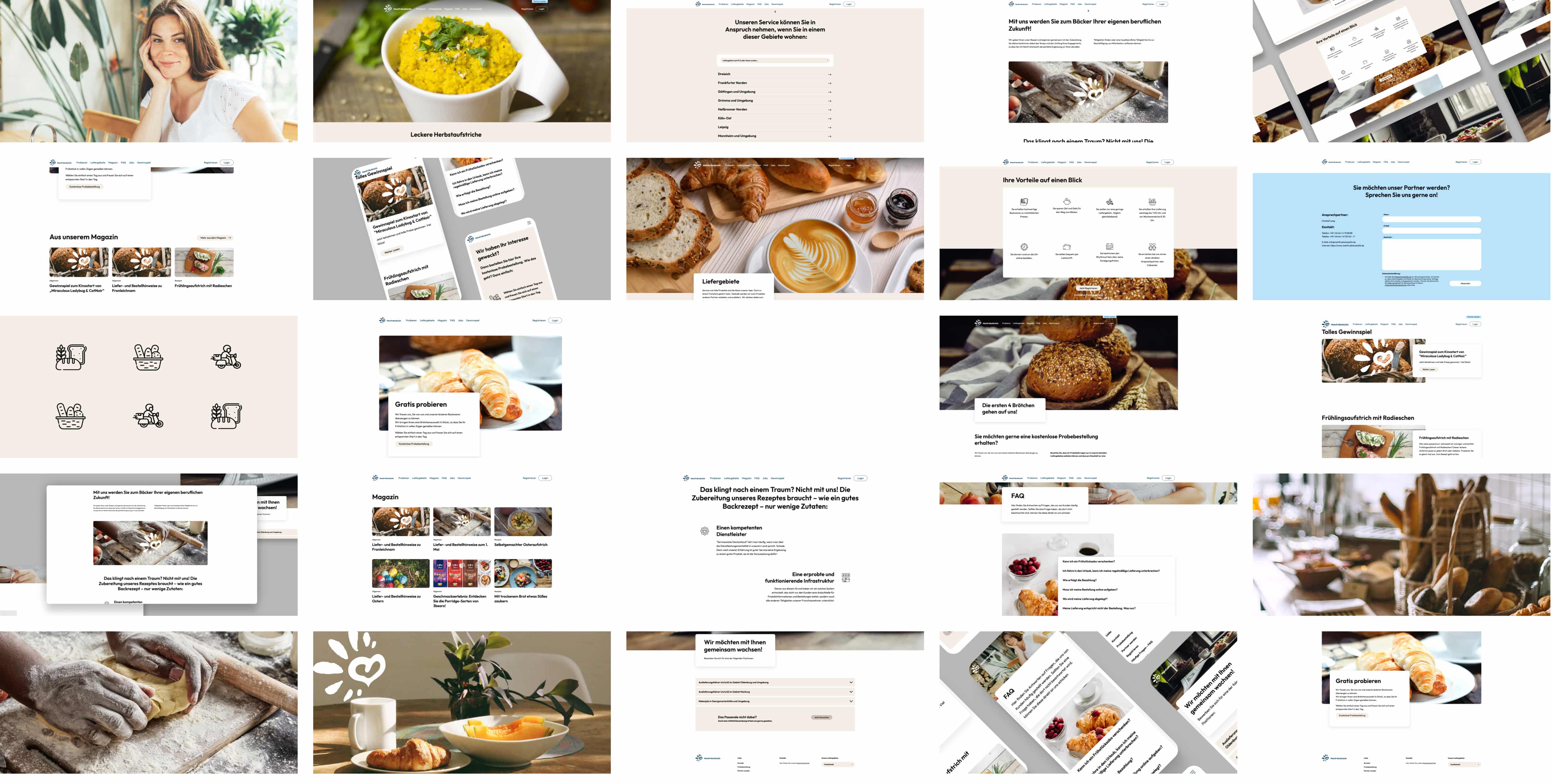 Diverse Screens aus unserem Webdesign für den Onlineshop von MeinFrühstück24
