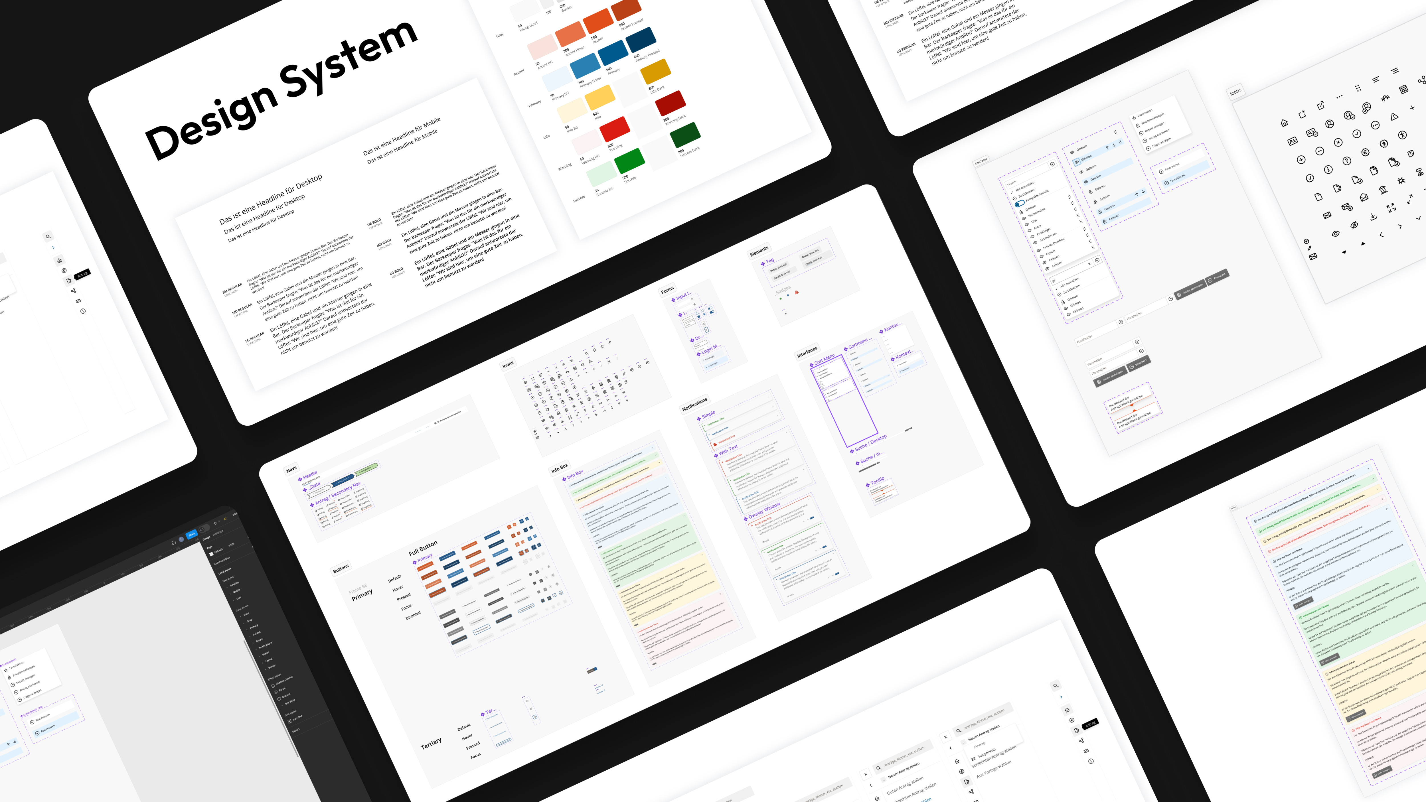 Diverse Screens aus einem unserer Design Systeme